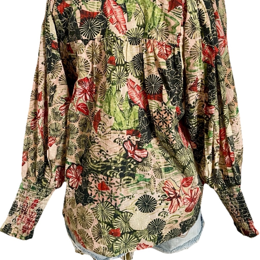 CHUFY My Aussie Days DESERT Flower Print Pleated BOHEMIAN Blouse Peasant TOP S/M - Picture 13 of 16